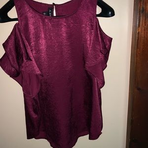 Really cute burgandy over shoulder blouse